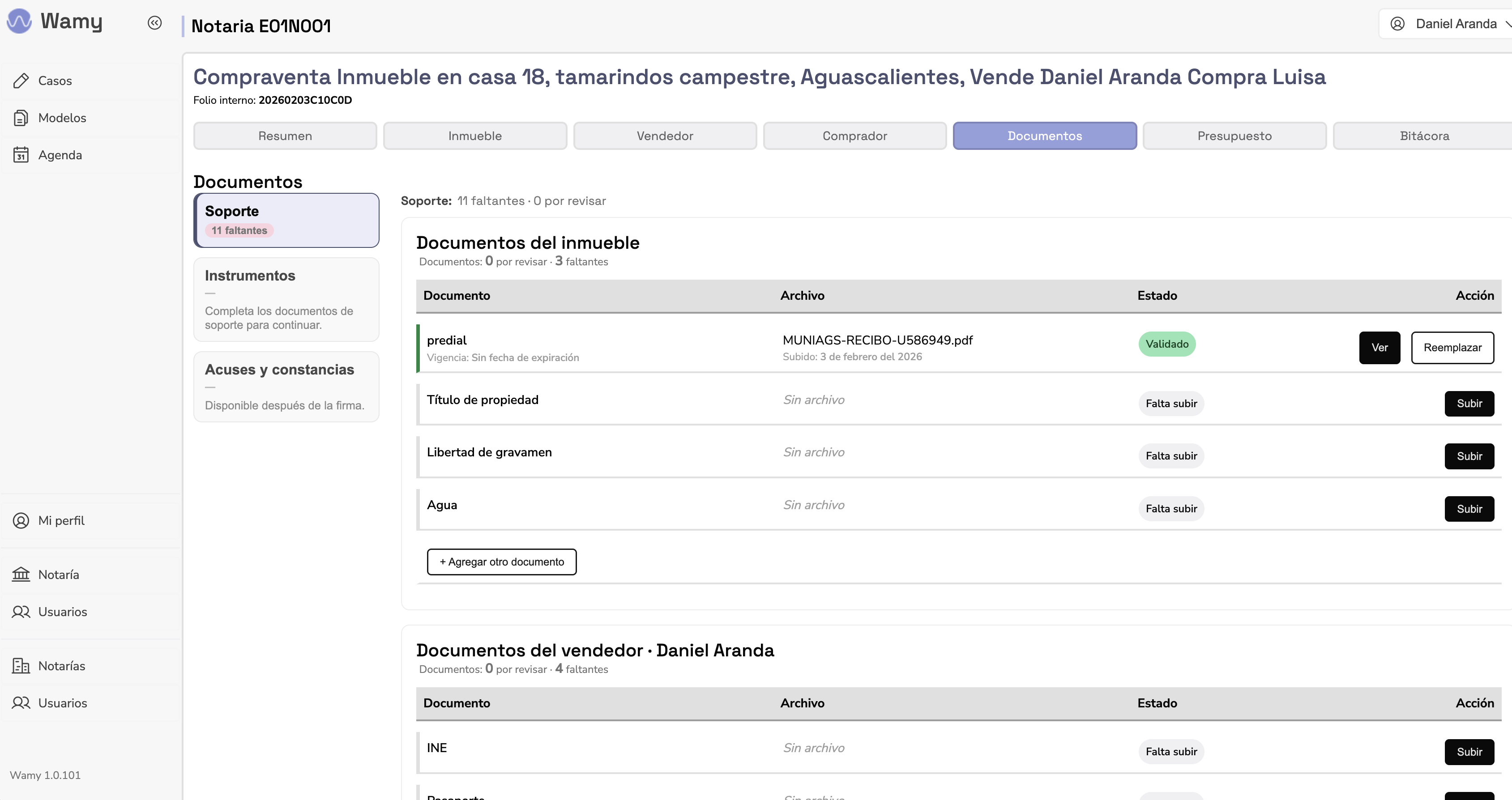 Documentos con estatus