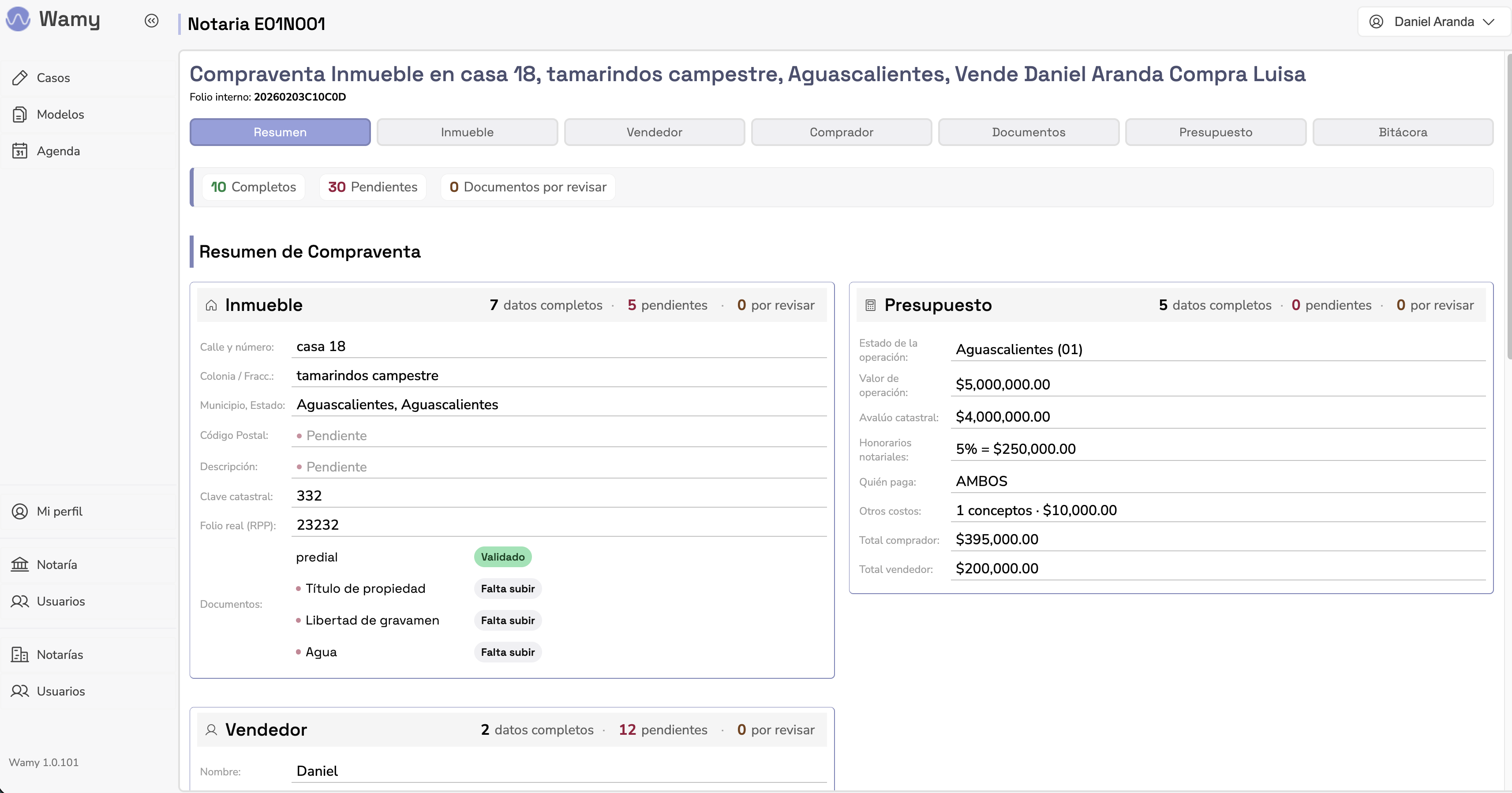 Resumen con último movimiento